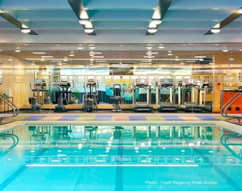 Indoor swimming pool in Hyatt Regency Boston Indoor swimming pool in Hyatt Regency Boston