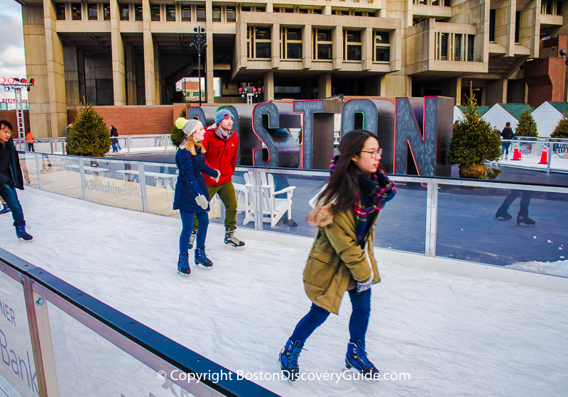 Ice path at Boston's City Hall Plaza