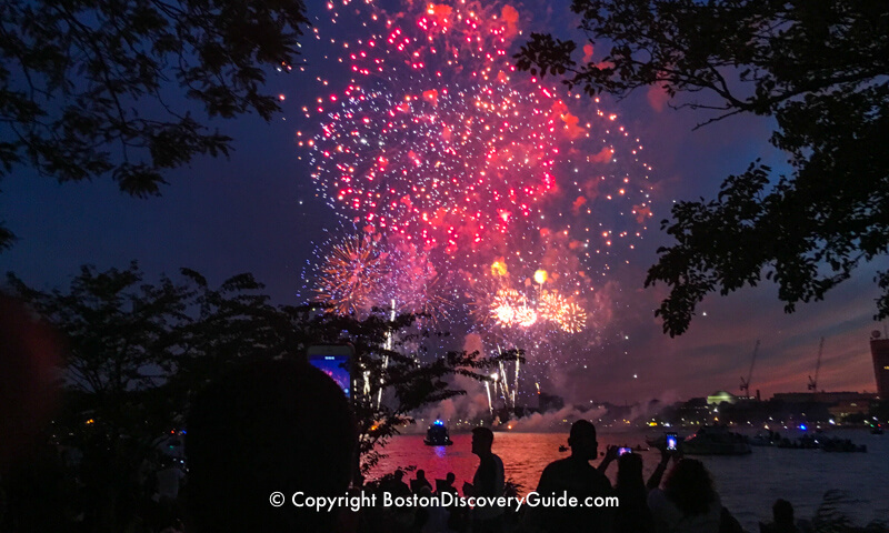 View from the Esplanade: Boston's July 4th fireworks over the Charles River View from the Esplanade: Boston's July 4th fireworks over the Charles River