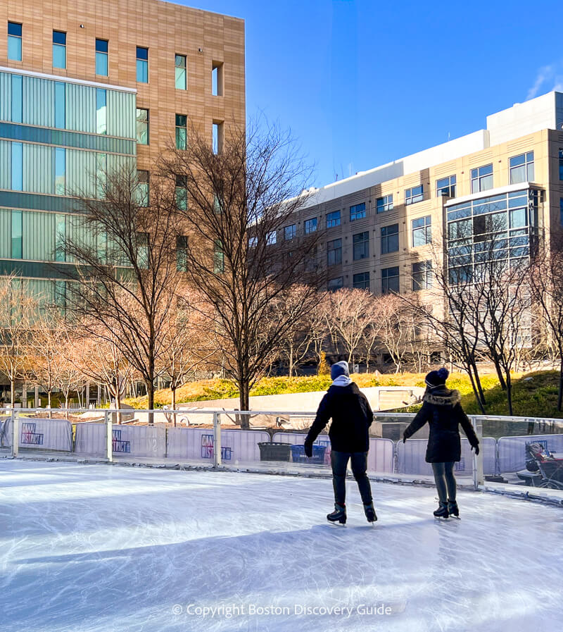 Ice skating soon after the rink opened at Canal District Kendall 