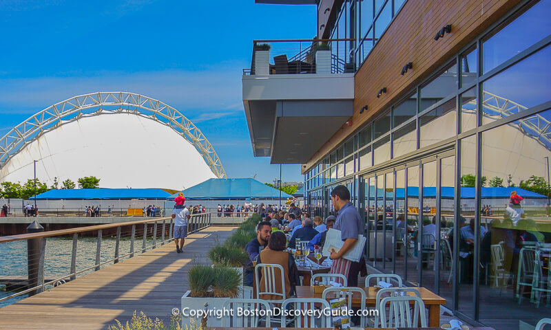 Seaport waterfront dining overlooking Leader Bank Pavilion