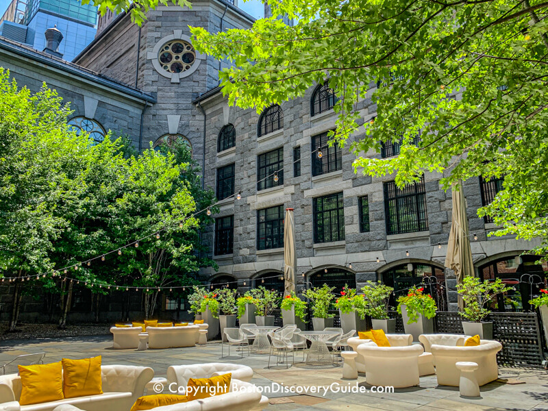 Beacon Hill Boston Hotels - Liberty Hotel -Secluded patio seating outside the Liberty Hotel