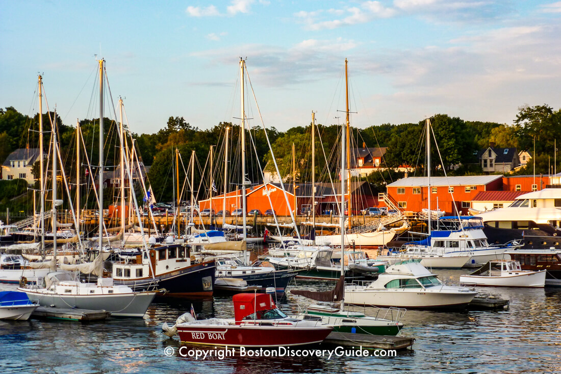 Boats in a southern Maine harbor
