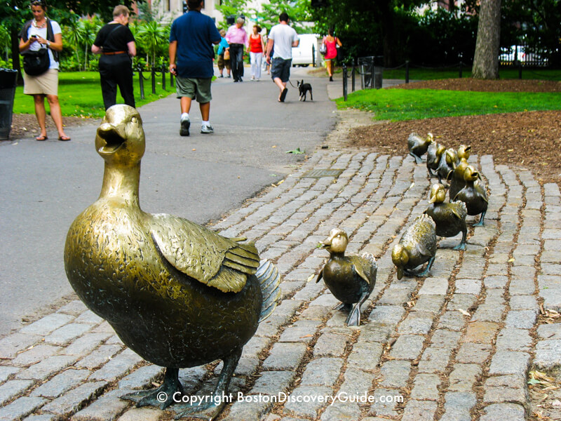 Make Way for Ducklings statues in Boston's Victorian-era Public Garden Make Way for Ducklings statues in Boston's Victorian-era Public Garden