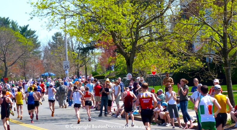 Boston Marathon runners near Heartbreak Hill Boston Marathon runners near Heartbreak Hill
