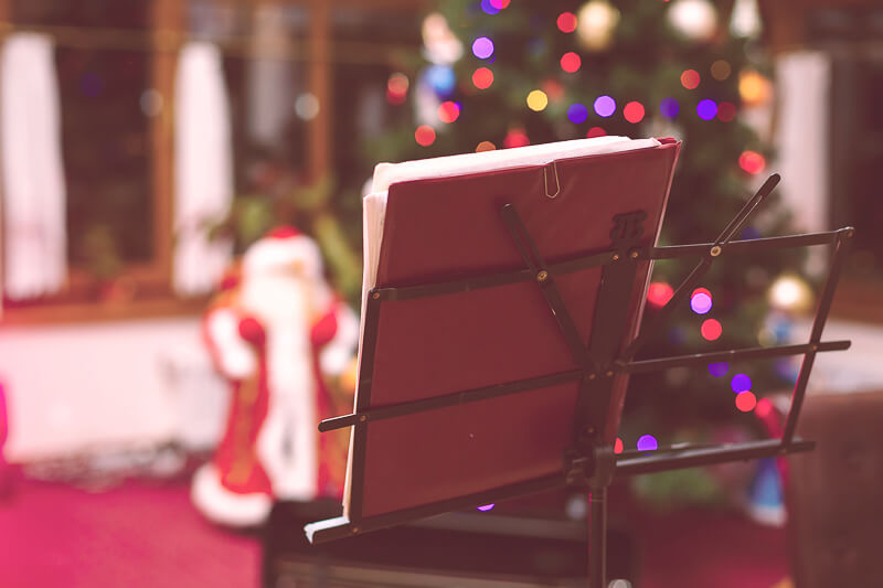 Santa and a music stand
