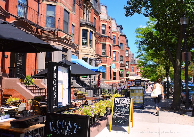 Newbury Street in Boston's Back Bay neighborhood Newbury Street in Boston's Back Bay neighborhood
