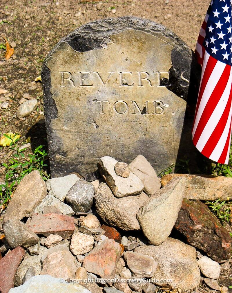 Paul Revere grave marker  at Boston's Granary Burying Ground 