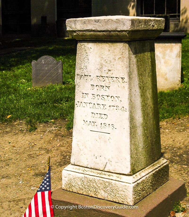 Paul Revere grave marker  at Boston's Granary Burying Ground 