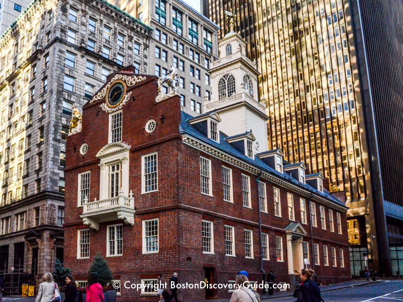 Old State House balcony, site of the first reading of the Declaration of Independence in Massachusetts 