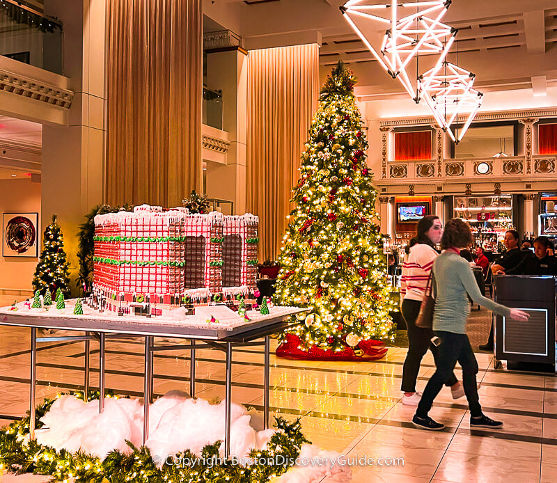 Christmas tree in Park Plaza Hotel Boston Lobby