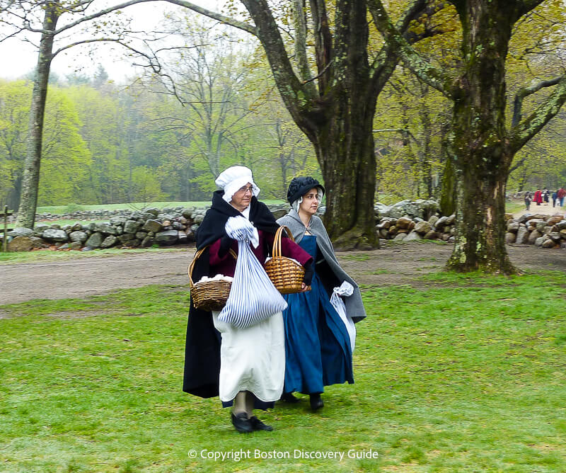 Reenactors portraying 18th century Colonial women near Smith House