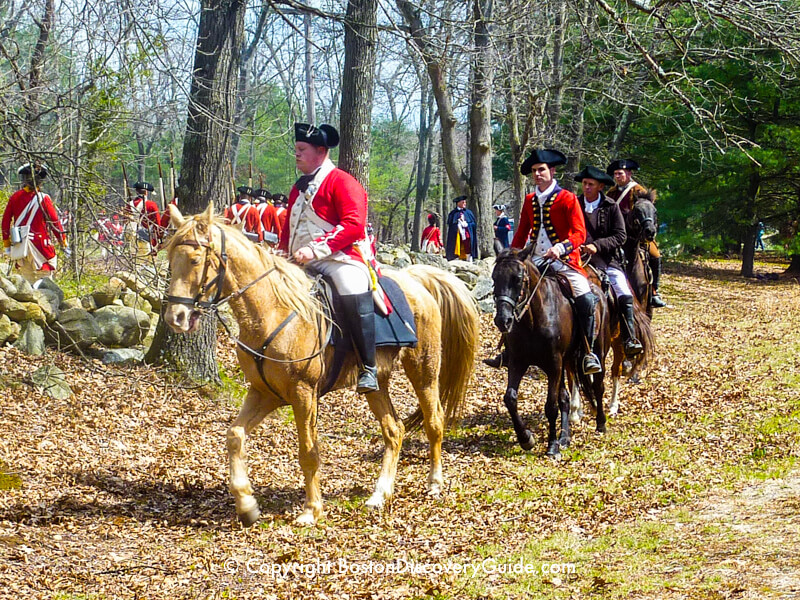 Reenactors portray British troops Reenactors portray British troops