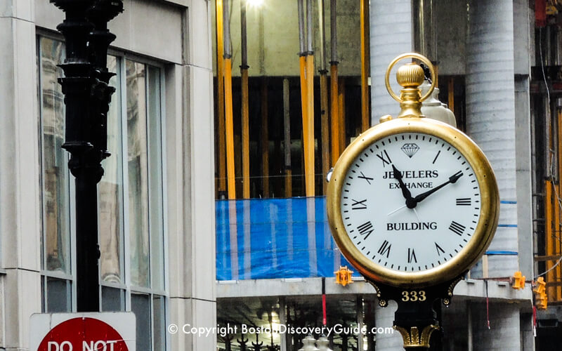 Clock in front of Boston Jewelers Exchange Building at 333 Washington Street Clock in front of Boston Jewelers Exchange Building at 333 Washington Street