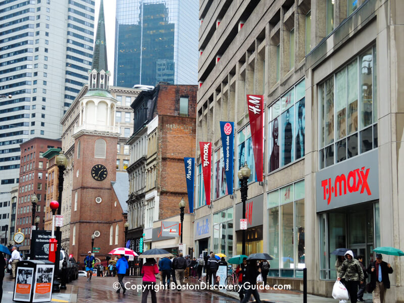 Looking back on Washington Street toward Old South Meeting House