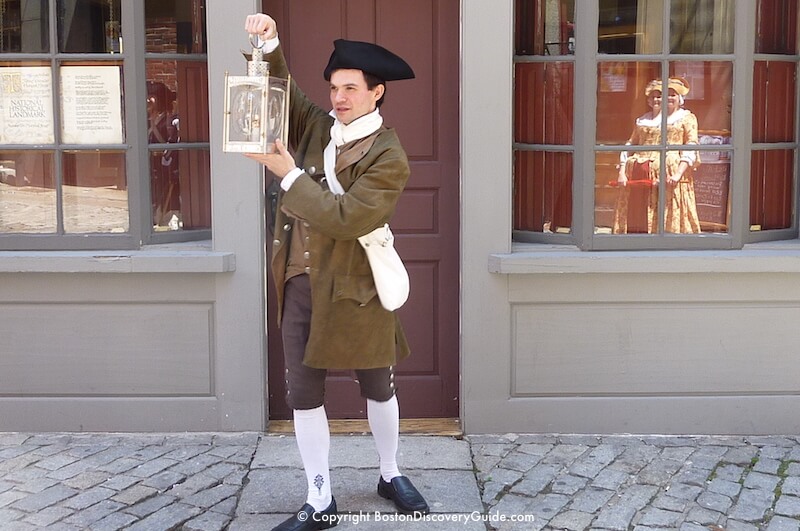 Reenactor portraying Paul Revere Reenactor portraying Paul Revere