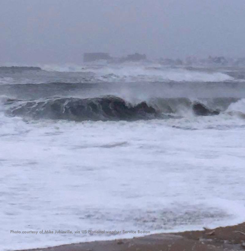 A nor'easter propelled the blizzard that's hitting Revere Beach in this photo 