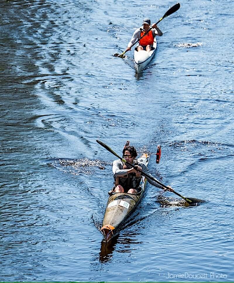 Kayak racer competing in the Run of the Charles - Photo courtesy of Charles River Watershed Association & Jamie Doucett Photo