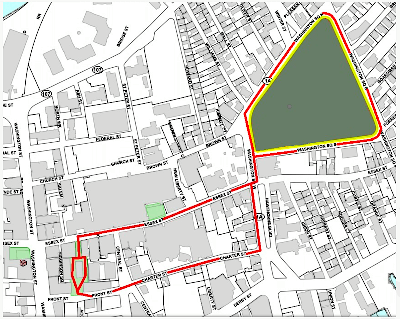 Haunted Happenings Parade Route: Map courtesy of Salem Chamber of Commerce