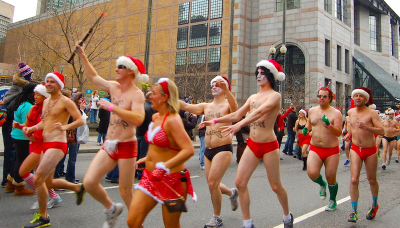 Santa Speedo Run in Back Bay Boston