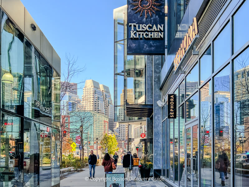 Seaport stores along Seaport Boulevard