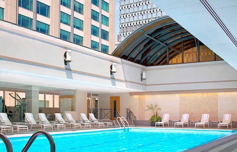 Swimming pool with retractable roof at the Sheraton Boston