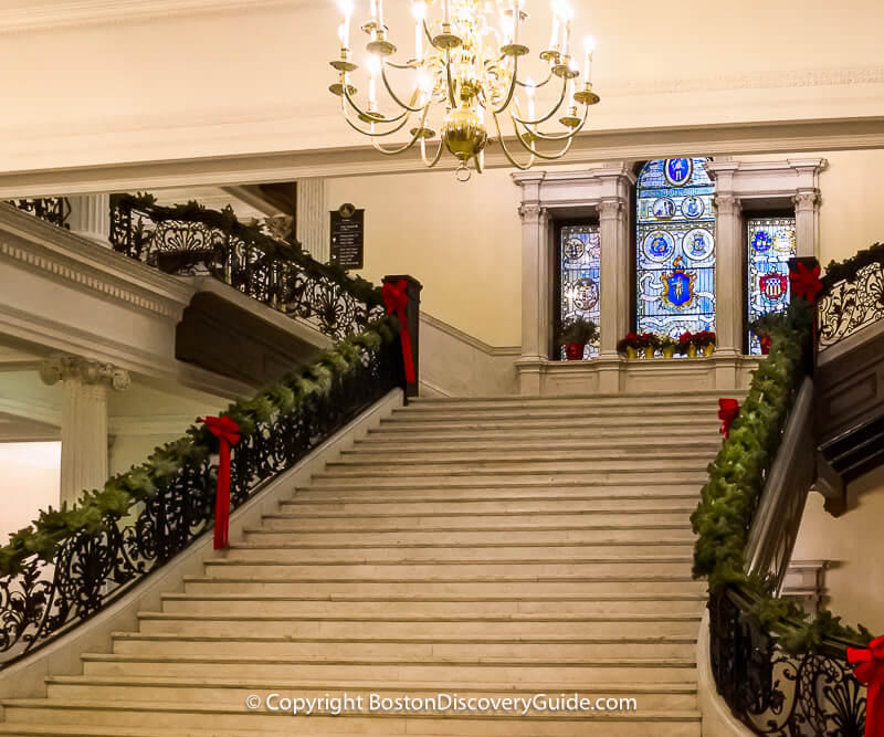 Palladian window and grand staircase in Massachusetts State House