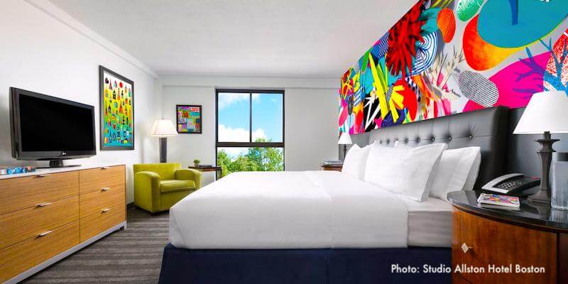 Original art by local artists add splashes of color at Studio Allston Hotel