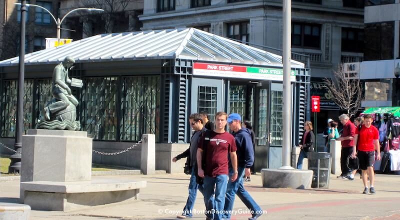 Park Street Station on Boston Common where the Red Line and Green Line intersect