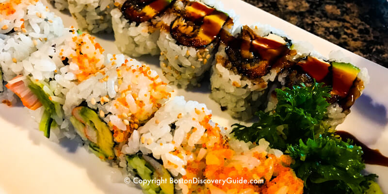 Sushi at Fin's Sushi in Boston's Theatre District Sushi at Fin's Sushi in Boston's Theatre District