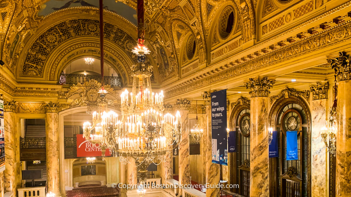 Crystal Chandelier in the Wang Theatre's lobby in Boston