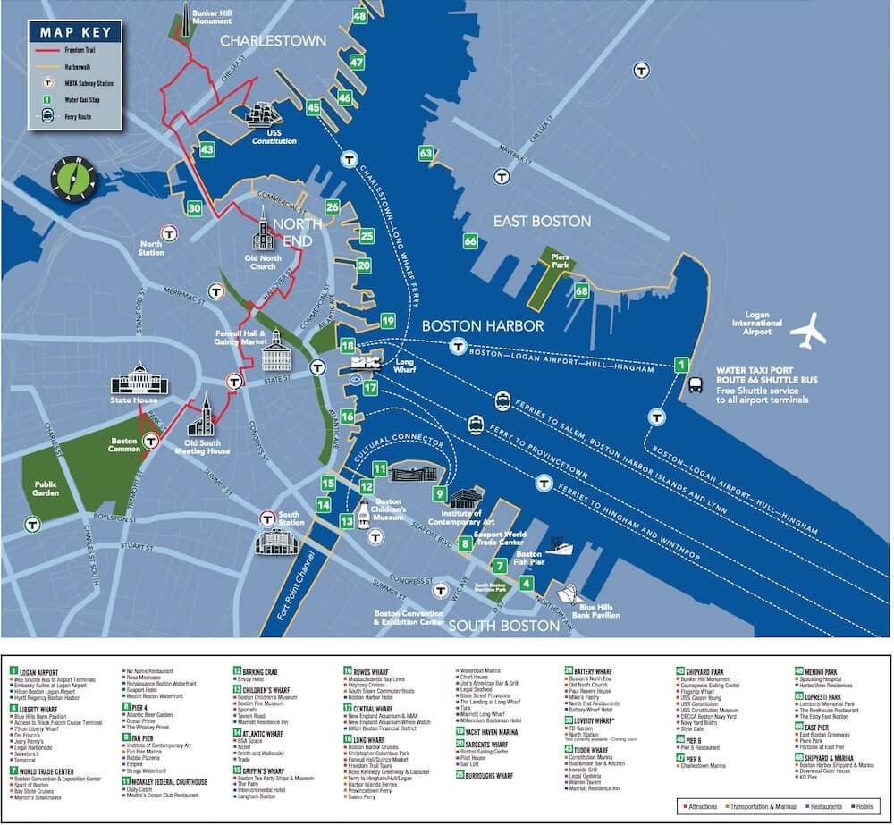 Boston Harbor Cruises Water taxi map