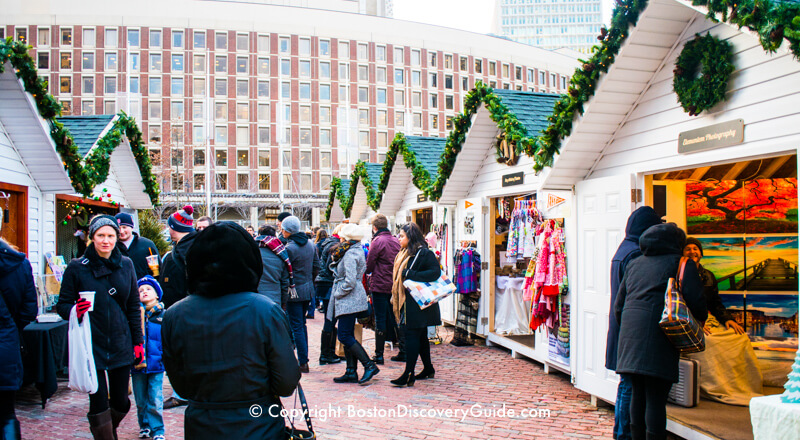 Swiss-style chalets in Boston's Winter Holiday Market Swiss-style chalets in Boston's Winter Holiday Market