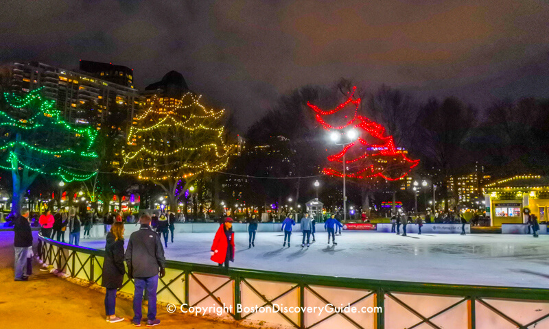 Ice skating on Frog Pond in Boston Common