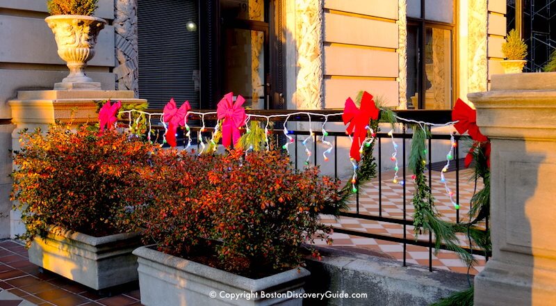 Holiday decorations in Back Bay