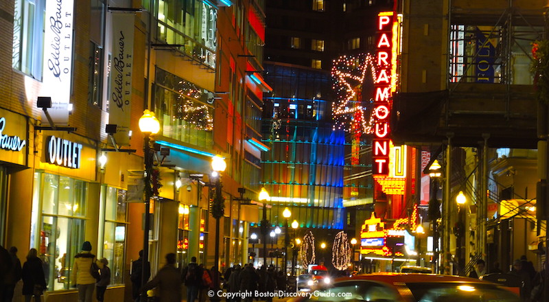 Boston's Theatre District with Holiday Lights Boston's Theatre District with Holiday Lights