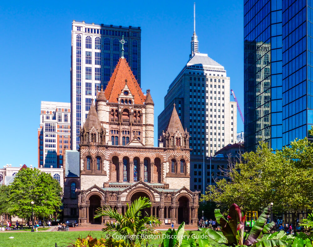 Copley Square and Trinity Church near Raffles Boston