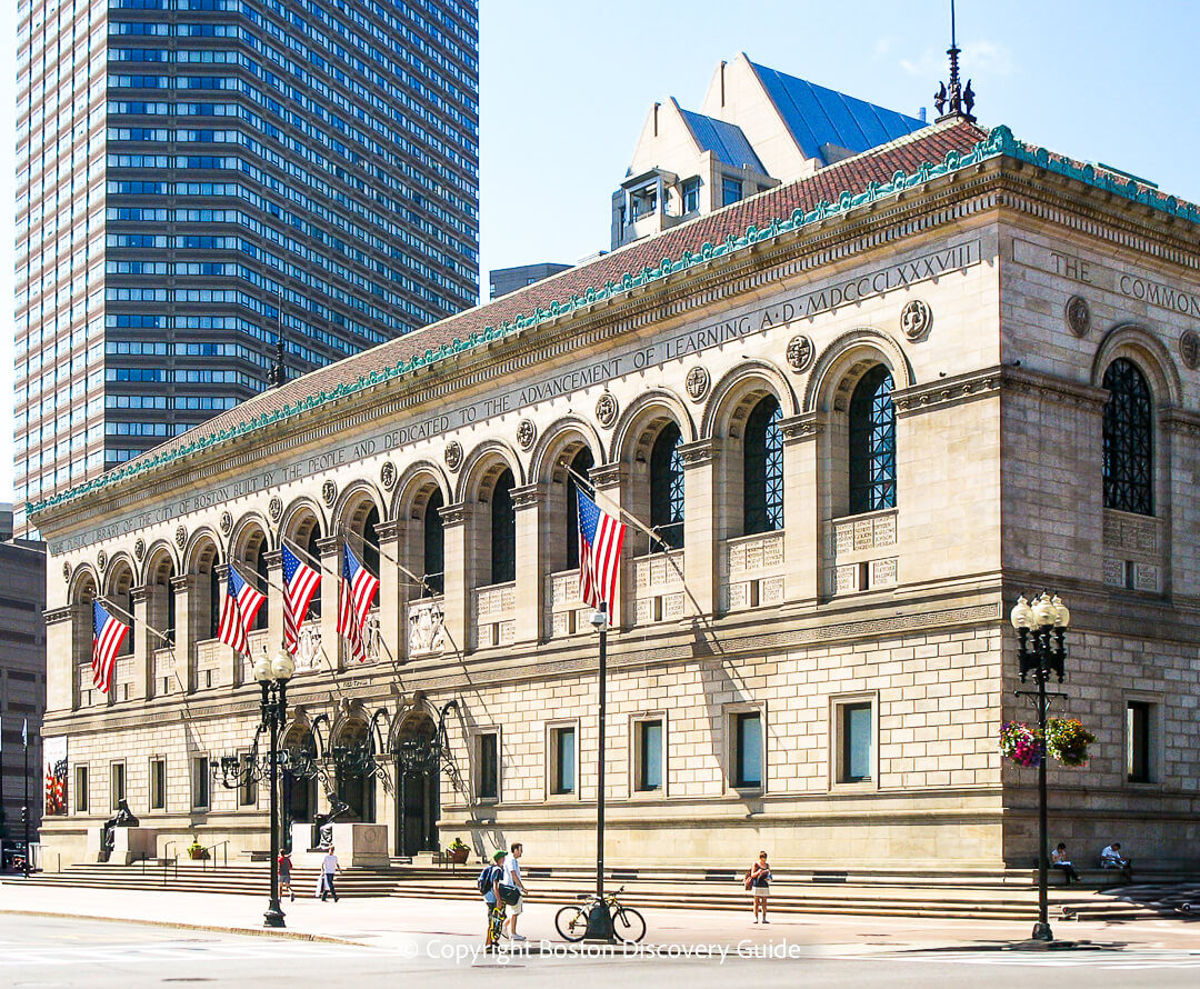 Boston Public Library's original McKim Building across from Copley Square Boston Public Library's original McKim Building across from Copley Square