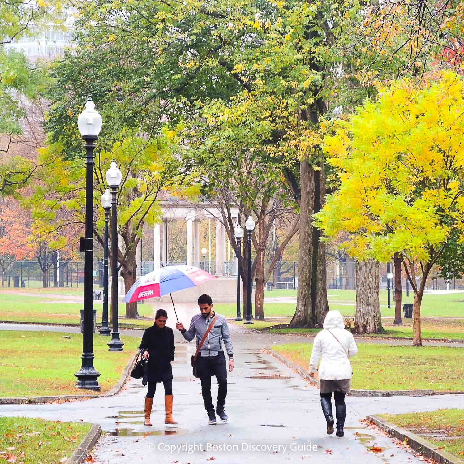 Walking in Boston Common in the rain Walking in Boston Common in the rain