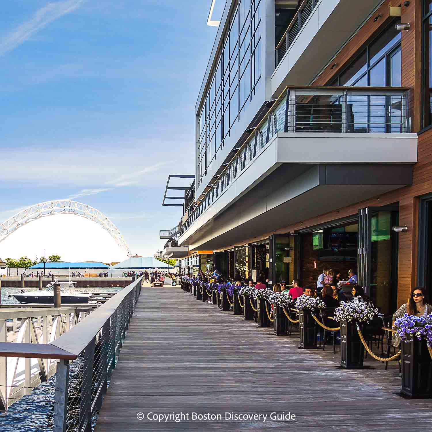 Seaport waterfront dining overlooking Leader Bank Pavilion