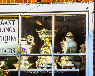 Antique shop in Boston's Beacon Hill neighborhood