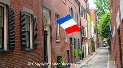 French flag flying in Boston's Beacon Hill neighborhood French flag flying in Boston's Beacon Hill neighborhood
