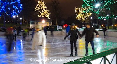 Ice skating on Frog Pond in Boston Common Ice skating on Frog Pond in Boston Common