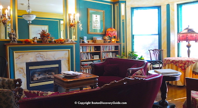 Find out about fireplaces in suites at Gryphon House Inn in Boston Find out about fireplaces in suites at Gryphon House Inn, luxury Victorian hotel, in Boston