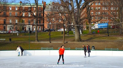 Ice skating on Frog Pond in Boston Common Ice skating on Frog Pond in Boston Common