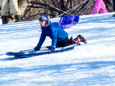 Sledding on Boston Common