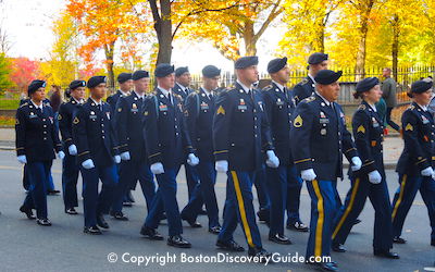 Marchers in Boston's Veterans Day Parade