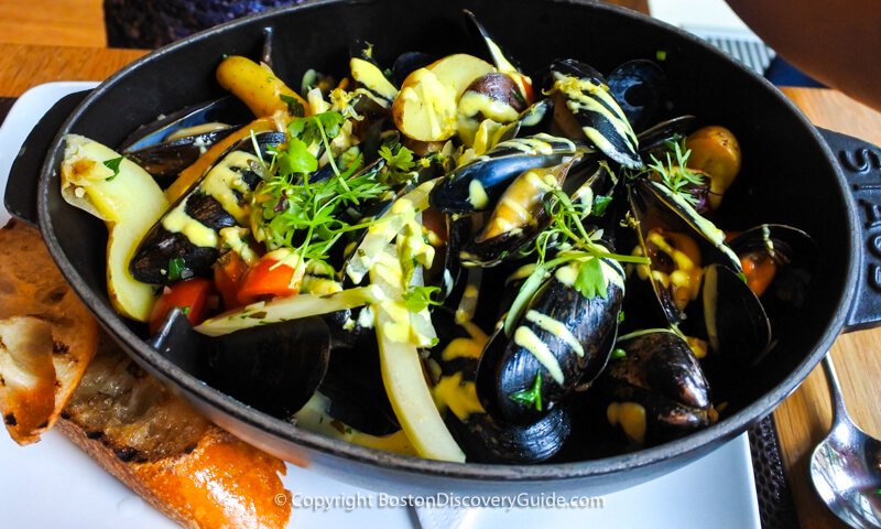 Mussels and potatoes at Bar Boulud