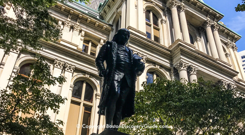 Statue of Benjamin Franklin in front of Boston's Old City Hall Statue of Benjamin Franklin in front of Boston's Old City Hall