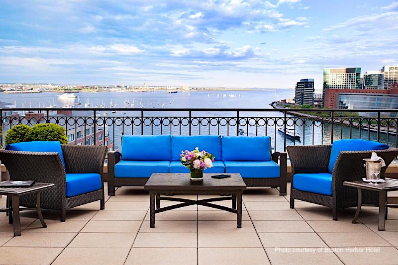 Boston Harbor view from hotel terrace Boston Harbor view from hotel terrace